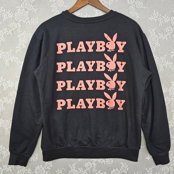 Playboy Sweatshirt Men's Medium Pullover Graphic Bunny Spellout Logo‎ Crew Neck - Picture 1 of 9